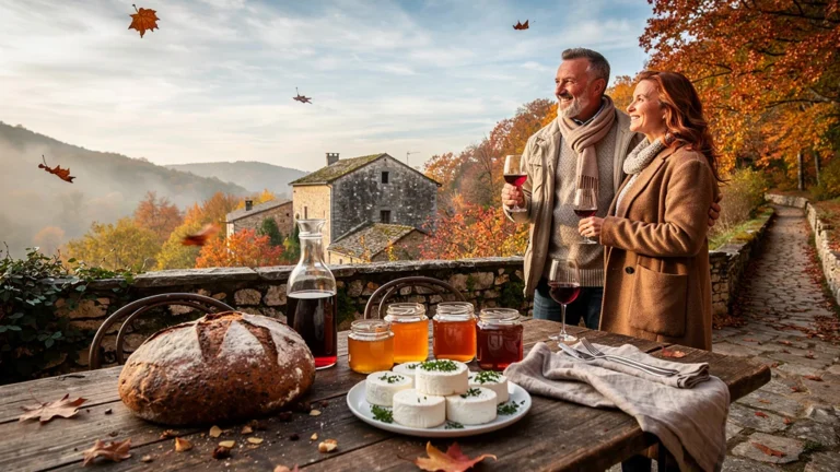 Escapade gourmande en Ardèche en octobre avec dégustation de spécialités locales en plein air automnal