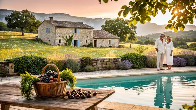Comparaison gîte avec piscine turquoise et gîte-ferme traditionnelle en Ardèche pour séjour terroir