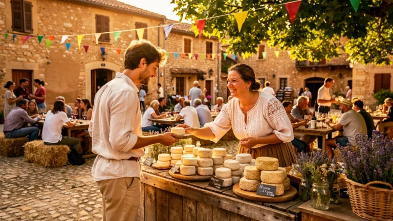 Fête du Picodon en Ardèche méridionale avec village, fromage et ambiance festive traditionnelle