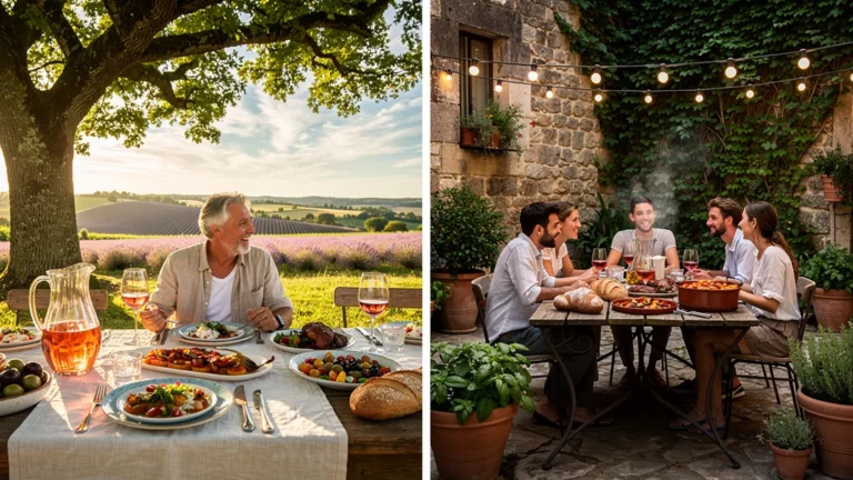 Tables d'hôtes de Saint-Alban et Lagorce en plein air avec ambiance conviviale et repas gastronomique traditionnel