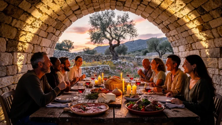 Dîner authentique sous la pierre sèche à Thines, cadre naturel et repas gourmand traditionnel